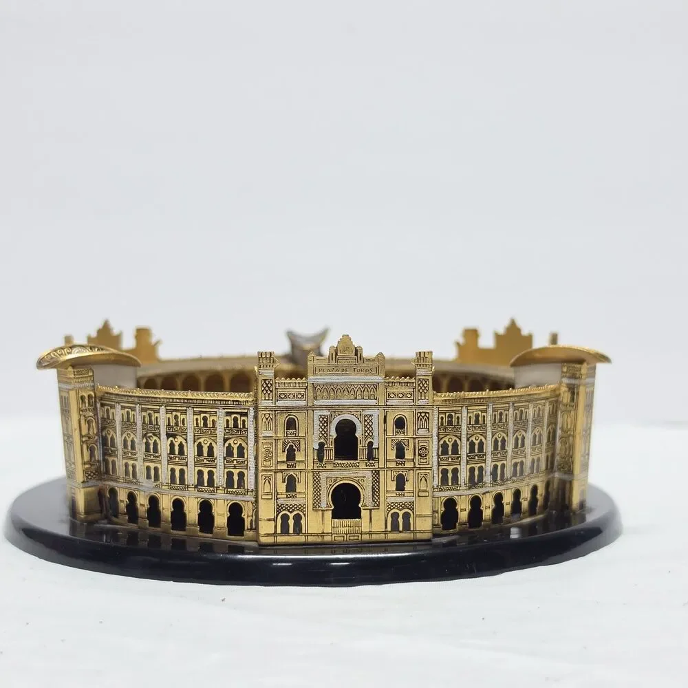 Vintage Metal Plaza De Toros Souvenir Building Ashtray Detailed Design Spain